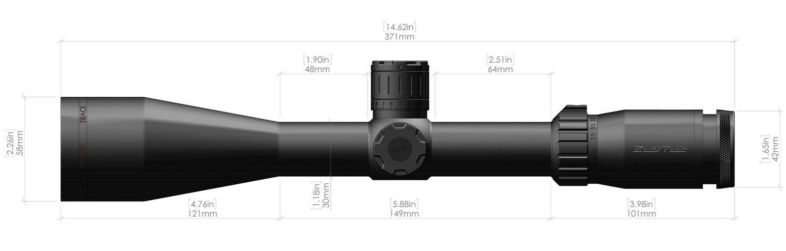 3-18X50mm-Trace-Riflescope-Dimensions