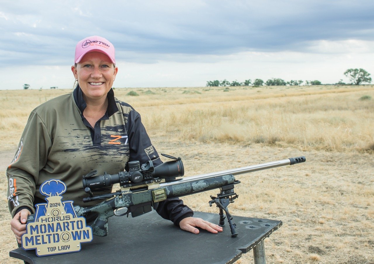 ZeroTech Optics Celebrates Alix McFarland's Victory as Top Woman Shooter at the 2024 Australian PRS Tournament at the Monarto Meltdown setup